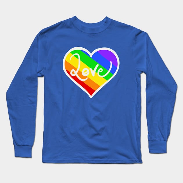 Rainbow Heart Long Sleeve T-Shirt by Kawaii Black Store